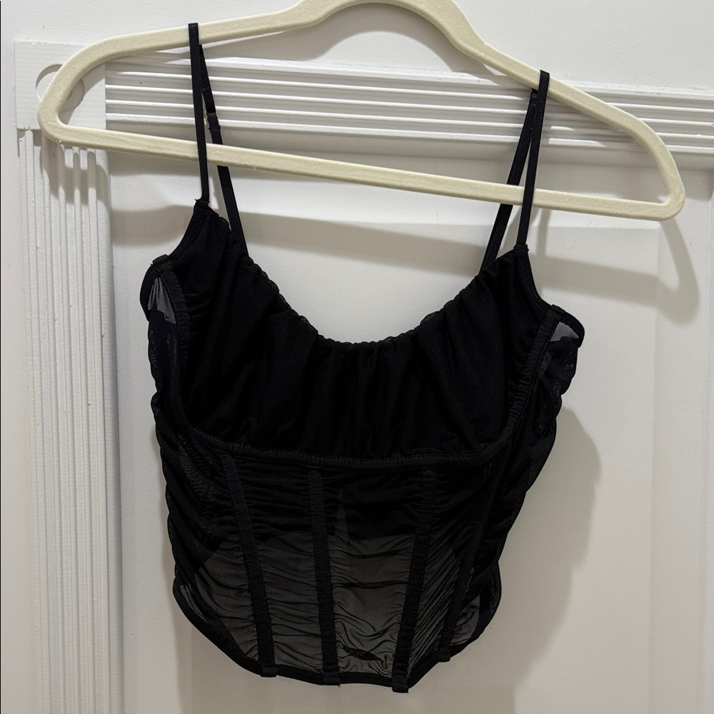 Dollhouse Black Mesh Ruched Corset Cami